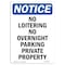 Signmission OSHA Notice Sign, 10" H, 7" W, Rigid Plastic, No Loitering No Overnight Parking Sign, Portrait OS-NS-P-710-V-14695 - alternate 1